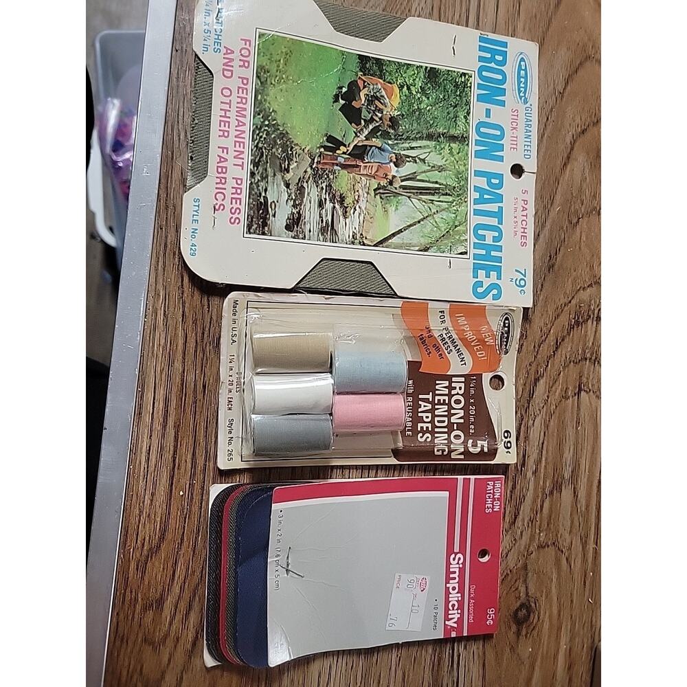 3 Packs Retro Iron On Patches & Mending Tapes NOS NEW
